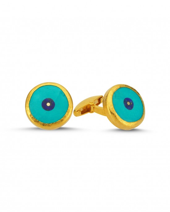 Evil Eye Cufflinks With Turquoise