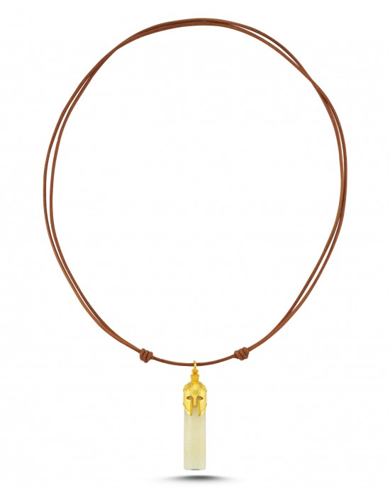 Athena Helmet Necklace with Leather Strap