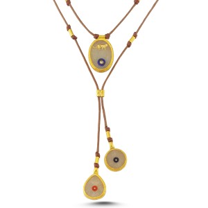 Evil Eye Necklace With Leather Strap