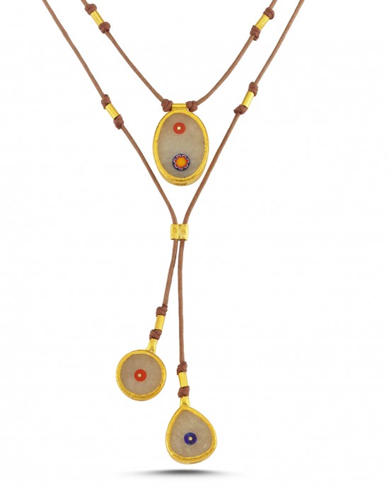 Evil Eye Necklace With Leather Strap