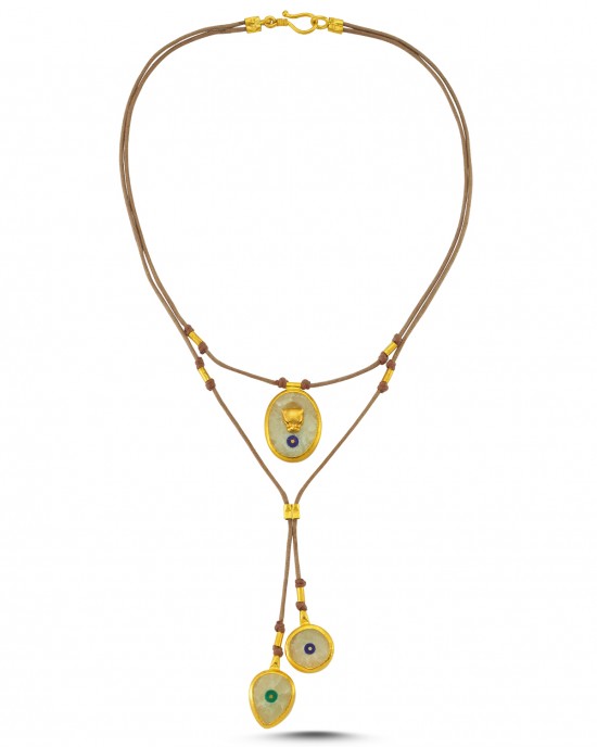 Evil Eye Necklace With Leather Strap