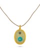 Oval Evil Eye Necklace with Leather Strap