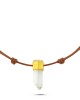 Rough Quartz Rod Necklace With Leather Strap