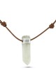 Rough Quartz Rod Silver Necklace With Leather Strap