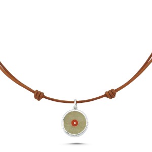 Silver Evil Eye Necklace With Leather Strap